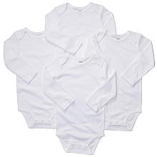 Carter's White 4 Pack Long Sleeve Bodysuits