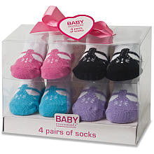 Baby Essentials Girls 4 Pack Sock Set - T-Strap