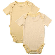 Kushies Neutral Everyday Layette 2 Pack Short Sleeve Yellow Bodysuit