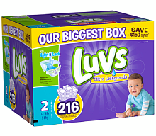 Luvs Size 2 Diaper OMG Jr Pack - 216 Count