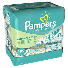 Pampers Natural Clean Wipes 3x Travel Pack - 192 Count