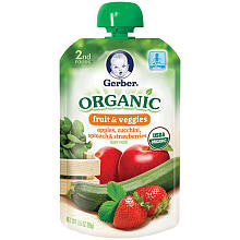 Gerber Organic 2nd Foods Pouch Apples Spinach Zucchini & Strawberries