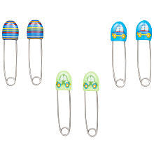 Babies R Us Deco Boys Diaper Pin 6 Pack