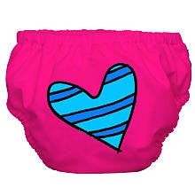 Charlie Banana 2-in-1 Medium Swim Diaper & Training Pants - Blue Petit Coeur on Hot Pink