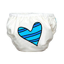 Charlie Banana 2-in-1 Medium Swim Diaper & Training Pants - Blue Petit Coeur on White