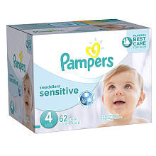 Pampers Swaddlers Size 4 Sensitive Diapers Super Pack - 62 Count