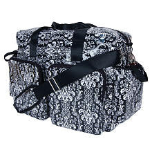 Trend Lab Midnight Fleur Damask Deluxe Duffle Style Diaper Bag