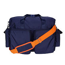 Trend Lab Navy Blue and Orange Deluxe Duffle Style Diaper Bag