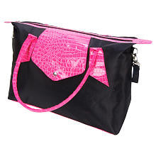 Trend Lab Black and Magenta Pink Rendezvous Tote Style Diaper Bag