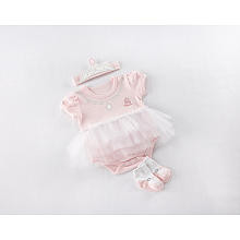 Baby Aspen Girls 3 Piece Pink "Baby Princess" Tutu Bodysuit, Socks and Headband Set