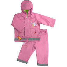 Kushies Girls Rain Jacket and Pant Set-Pink