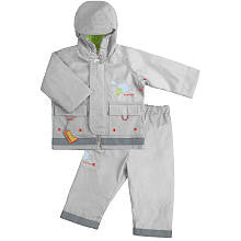 Kushies Neutral Rain Jacket and Pant Set-Silver