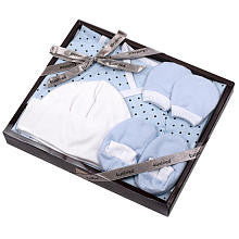 Kushies Boys 4 Piece Polka Dot Kimono Gift Set with Kimono, Mittens, Booties, and Cap- Newborn