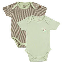 Kushies Neutral 2 Pack Everyday Green Short Sleeve Bodysuit- 3 Months