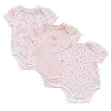 Little Me Girls 3 Pack Light Pink Short Sleeve Assorted Bodysuits Layette Set