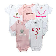 Silly Souls Girls 5 Pack Cool Baby Assortment Bodysuits