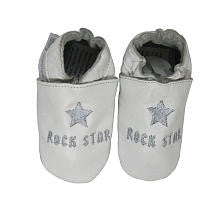 Silly Souls Boys Rock Star White Leather Soft Sole Shoes