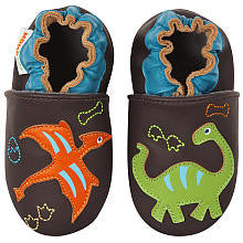 Momo Baby Boys Brown Dinosaurs and Fossils Soft Sole Leather Shoes