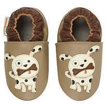 Momo Baby Boys Spotted Puppy Soft Sole Leather Shoes- Tan