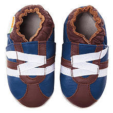 Momo Baby Boys Brown/Blue Z-Strap Sneaker Soft Sole Leather Shoes