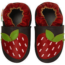 Momo Baby Girls Strawberries Soft Sole Leather Shoes-Red