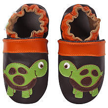 Momo Baby Boys Turtle Soft Sole Leather Shoes- Brown