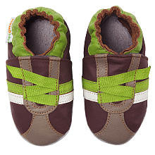 Momo Baby Boys Brown/Green Z-Strap Sneaker Soft Sole Leather Shoes