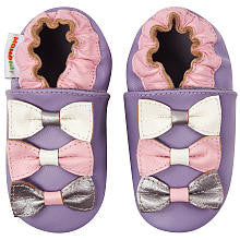 Momo Baby Girls Purple Bows, Bows, Bows Soft Sole Leather Shoes