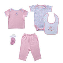 Hudson Baby Girls 5 Piece Sheep Gift Set with Polka Dot Bodysuit, Lap Shoulder Shirt, Pants, Socks and Bib- 0-3 Months