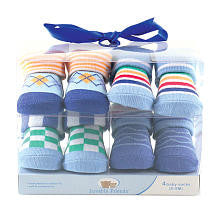 Luvable Friends Boys 4 Pack Patterned Socks Gift Set- 0-9 Months