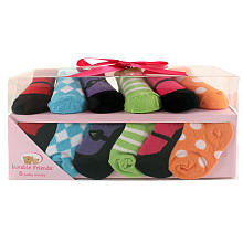 Luvable Friends Girls 6 Pack Patterns and Mary Jane Socks Gift Set- 0-9 Months