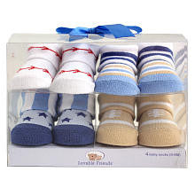 Luvable Friends Boys 4 Pack Sports Socks Gift Set- 0-9 Months