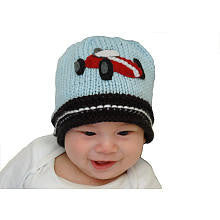 Zooni Boys Handmade Vroom Red Hot Rod Knit Hat