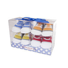 Cutie Pie Boys 4 Pack Sneaker Sock Box Set- 0-12 Months