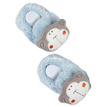 Gerber Boys Blue Monkey Velboa Booties- 0-6 Months