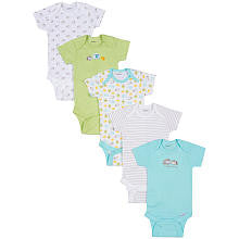 Gerber Neutral 5 Pack Assorted Sheep Short Sleeve ONESIES