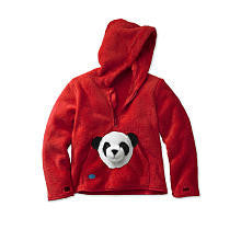 HoodiePet Neutral Red Fleece Hoodie with Attached Bambooie the Panda Plush Pet- 3T-4T