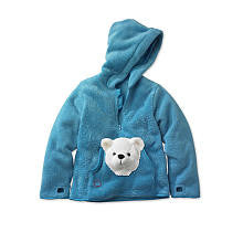 HoodiePet Neutral Turquoise Fleece Hoodie with Attached Arkie the Polar Bear Plush Pet- 3T-4T