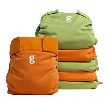 gDiapers gPants Everyday g's Large Great Orange & Guppy Green - 6-Pack