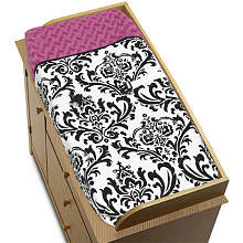 Sweet Jojo Designs Isabella Hot Pink, Black and White Collection Changing Pad Cover