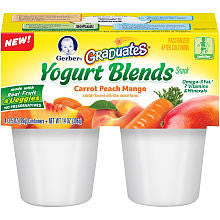 Gerber Graduates Fruit & Vegetable Yogurt Blends Carrot Peach Mango 4-Pack