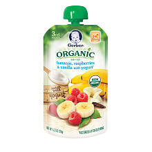 Gerber Organic 3rd Foods Banana Raspnerry Vanilla Yogurt Pouch