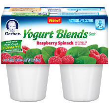 Gerber Fruit & Vegetable Raspberry Spinach Yogurt Blends 4-Pack