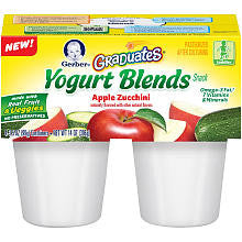 Gerber Graduates Fruit & Vegetable Yogurt Blends Apple Zucchini 4-Pack