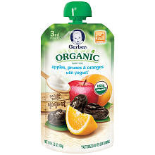 Gerber Organic 3rd Foods Apple Orange Prune Yogurt Pouch