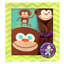 SOZO Boys 3 Piece Monkey Welcome Home Gift Set with Raglan Bodysuit, 3D Monkey Hat, and Security Blanket- 0-3 Months