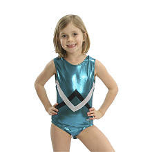 Obersee Girls Shimmer Green Chevron Gymnastics Leotard