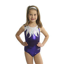 Obersee Girls White/Purple Shimmer Flames Gymnastic Leotard