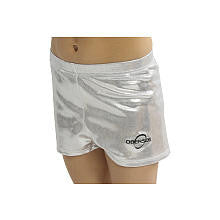 Obersee Girls Silver Metallic Shimmer Gymnastics Shorts