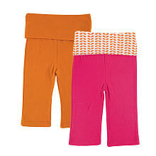 Yoga Sprout Girls 2 Pack Pink/Orange Fold Over Yoga Pants